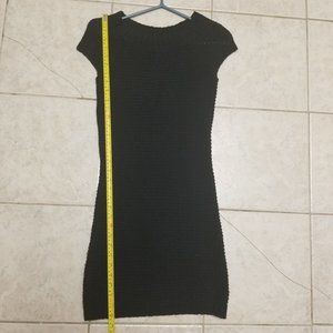 Short sleeve black sweater dress